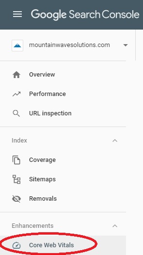 google core web vitals in google search console